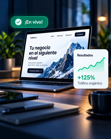 Pantalla con un sitio web y un panel de resultados.