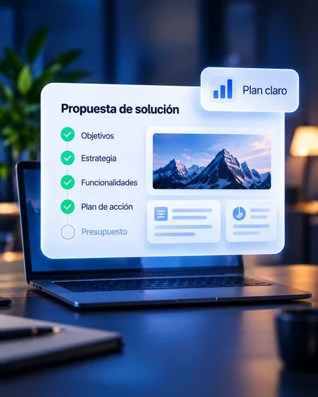 Propuesta de solución con objetivos y plan de acción.